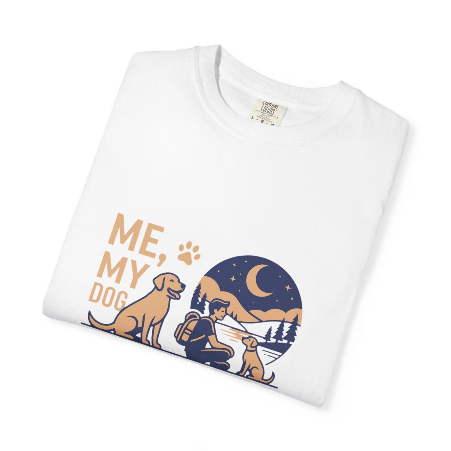 Me, My Dog and Silence T-shirt, Night Camper Design with Dog & Moon