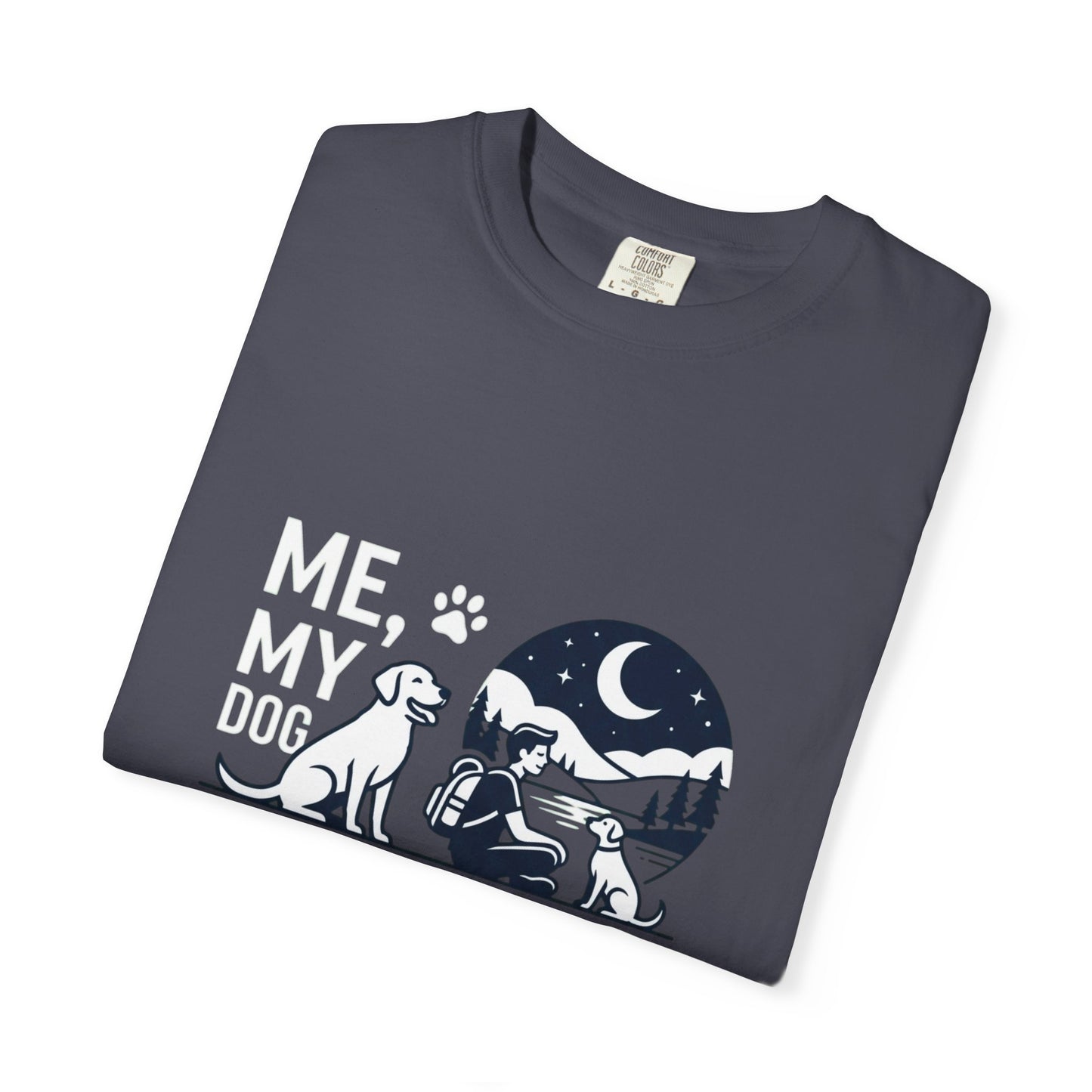 Me, My Dog and Silence T-shirt, Night Camper Design with Dog & Moon