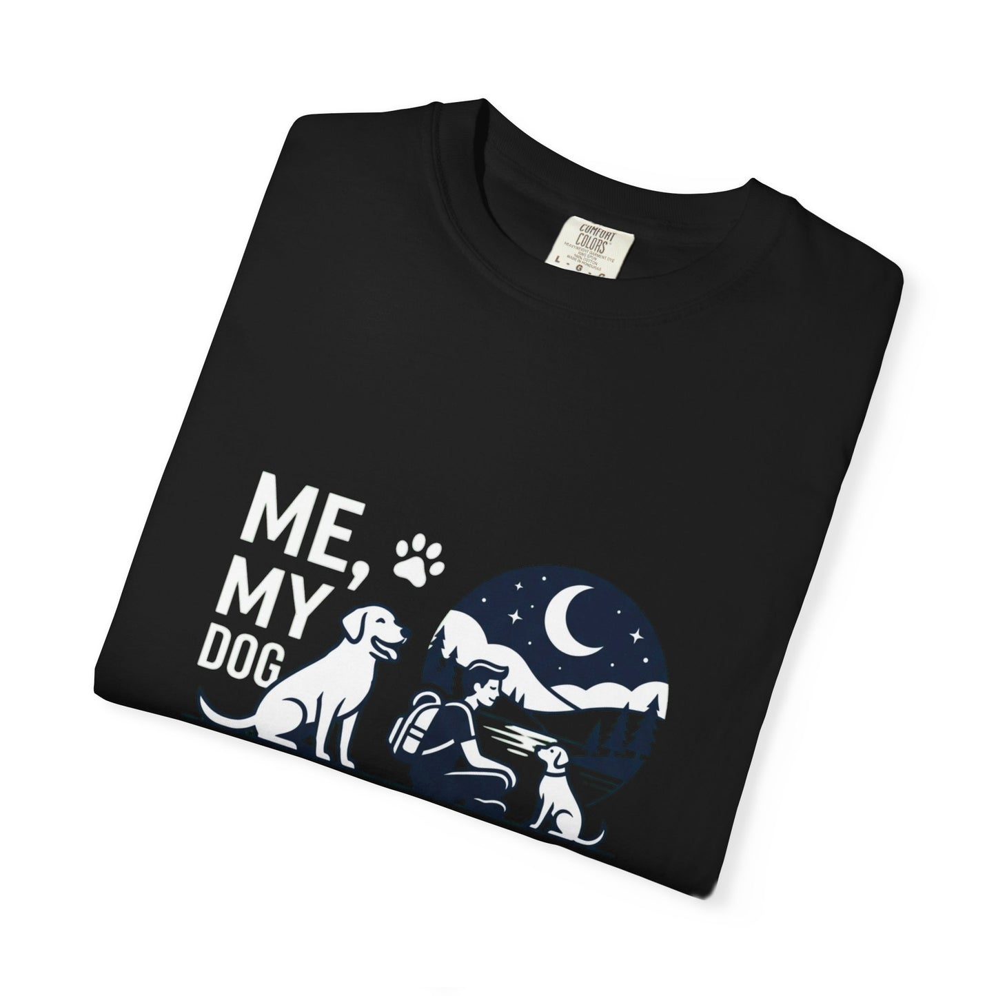 Me, My Dog and Silence T-shirt, Night Camper Design with Dog & Moon