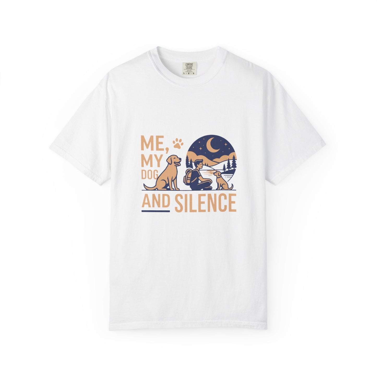Me, My Dog and Silence T-shirt, Night Camper Design with Dog & Moon